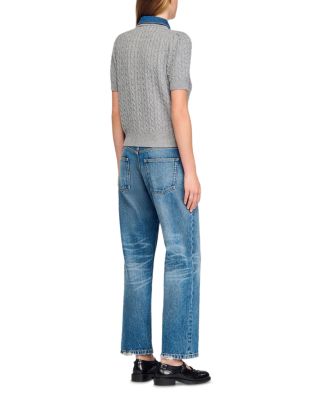 Cardigan with Denim Collar