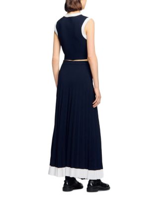 Long Two Tone Knit Skirt