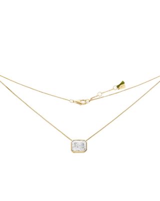 Shashi - Emerald Baguette Cubic Zirconia Necklace, 16"-18"