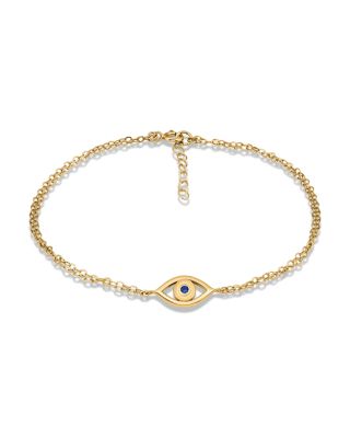 AQUA - 18K Gold Over Sterling Silver Blue Pav&eacute; Evil Eye Ankle Bracelet - Exclusive