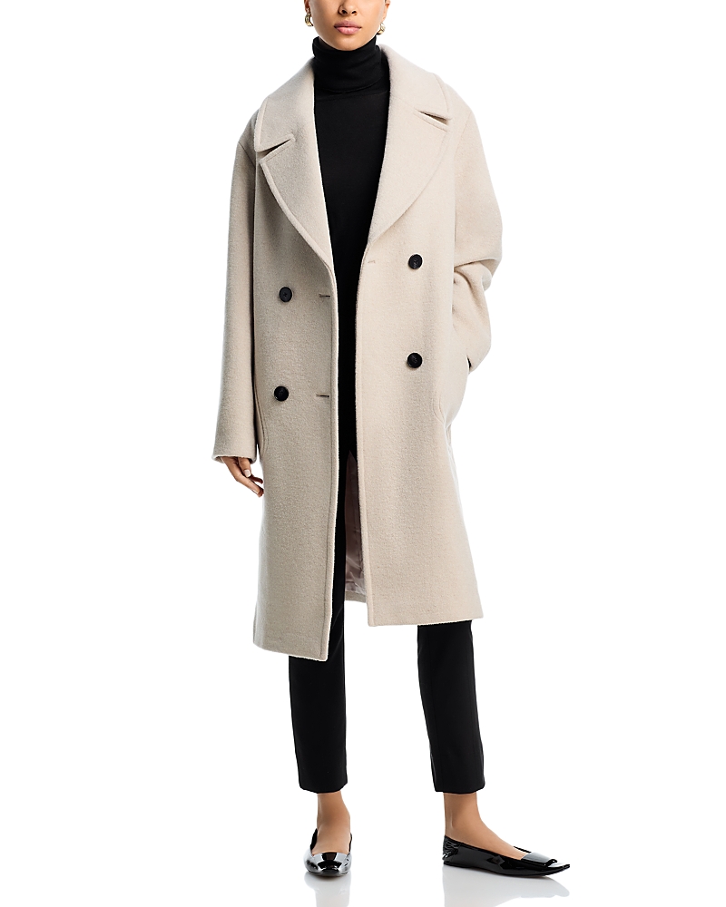 Aqua Double Breasted Coat - Exclusive In Neutral