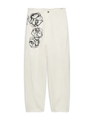 Embroidered Barrel Trousers