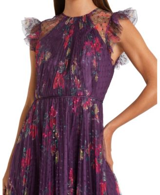 Floral Flutter Sleeve Midi Dress