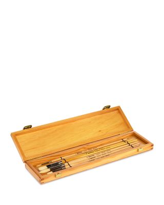 Wooden Box Set of 6 Rounds/Flats Paintbrush