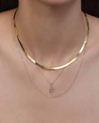 Light Blue Sapphire, Tourmaline & Diamond Pendant Necklace, 16"