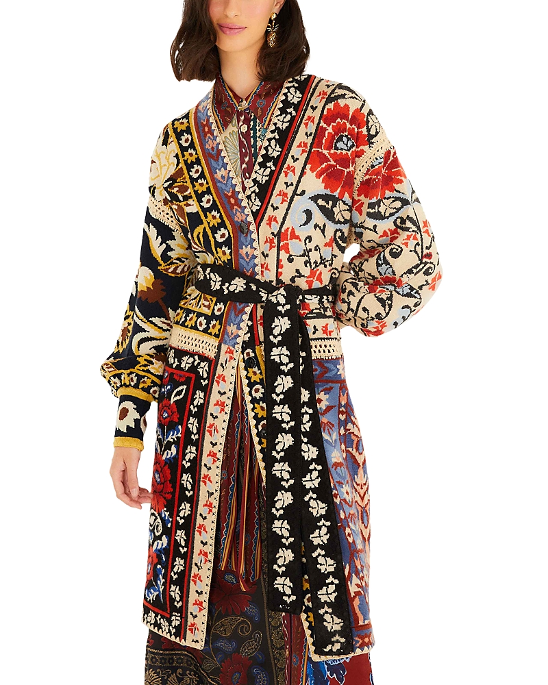 Farm Rio Floral Patchwork Midi Cardigan