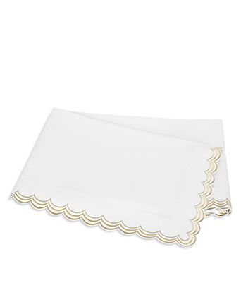 Stella Scalloped Embroidered Flat Sheet, Full/Queen