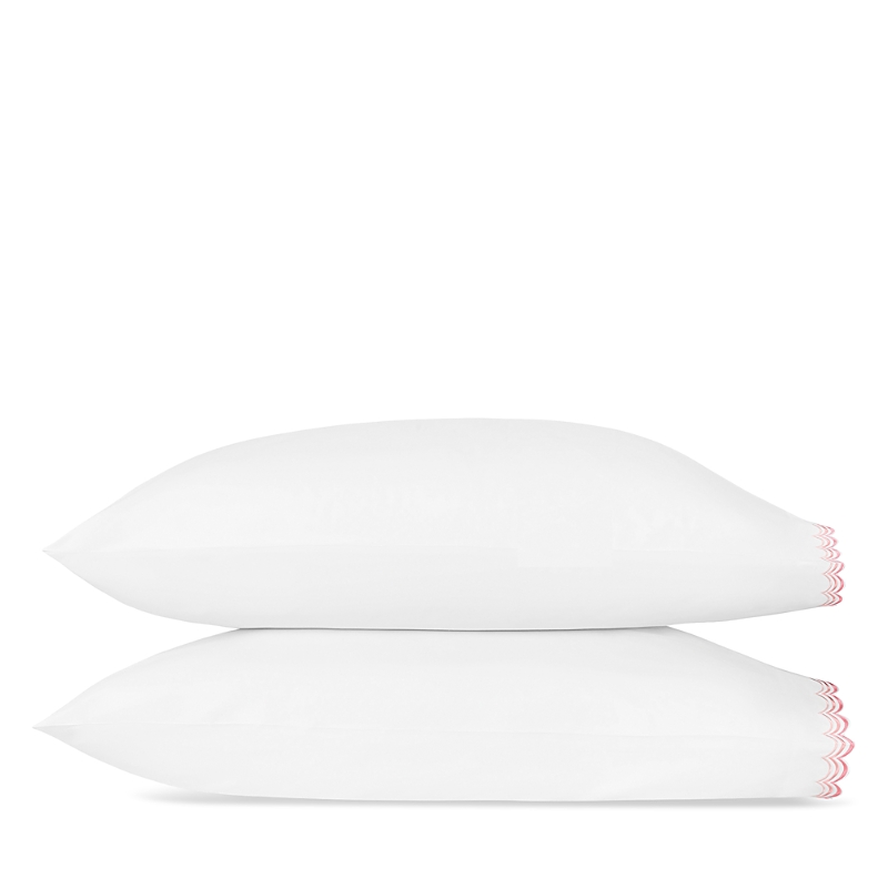 Matouk Stella Scalloped Embroidered Standard Pillowcase, Pair In Pink
