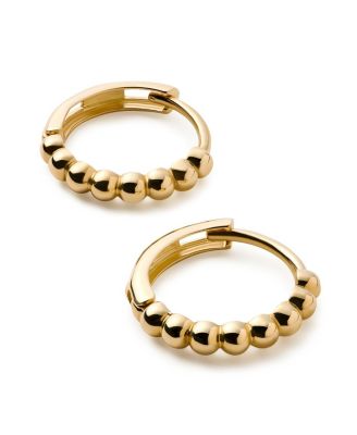 Solid Yellow Gold Bead Hoops Small Earrings