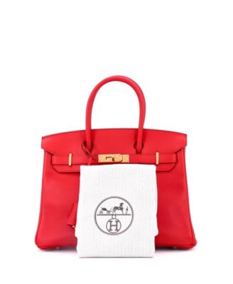Birkin 30 Handbag Red Jonathan with Gold Hardware