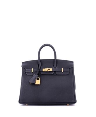 Pre-Owned HERMÈS - Birkin 25 Handbag Blue Togo with Gold Hardware