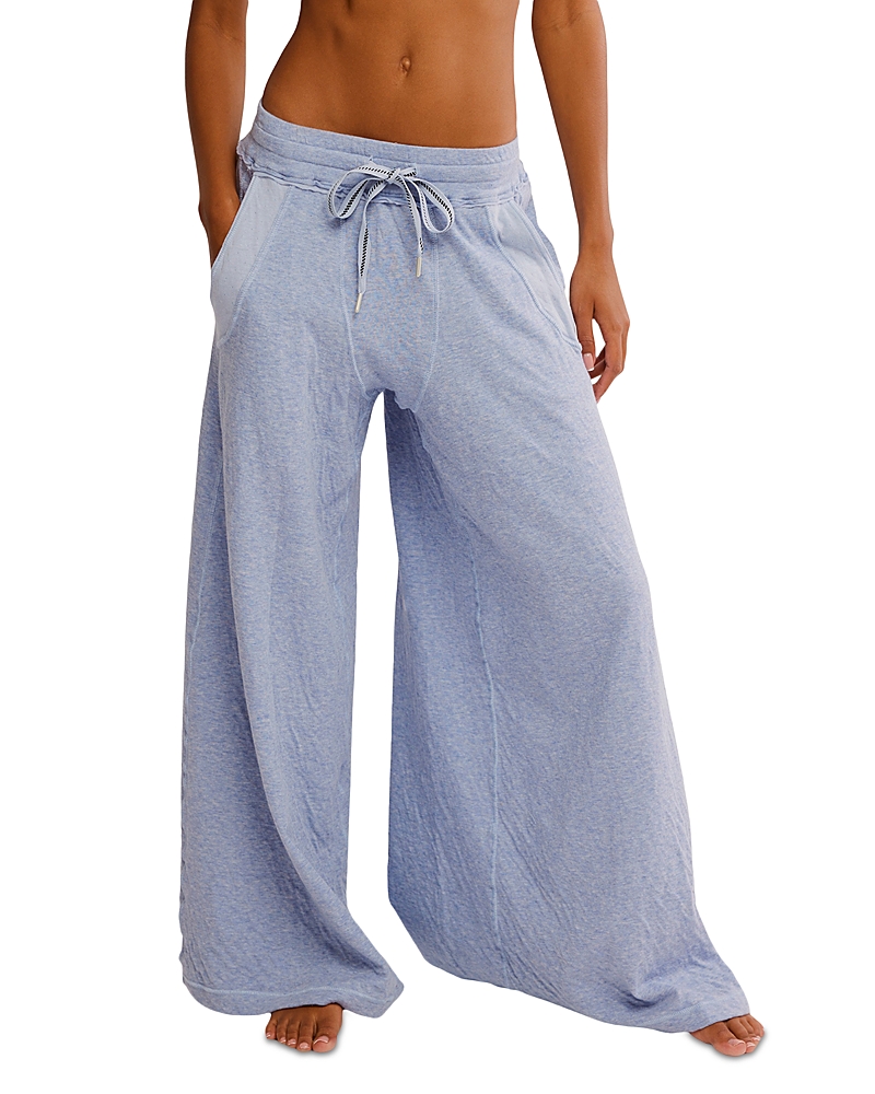 Free People Wait A Minute Wide Leg Lounge Pants In Blue