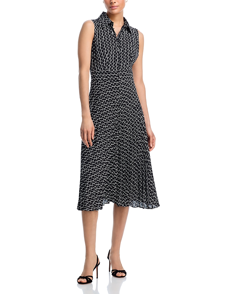 T Tahari Button Front Midi Dress