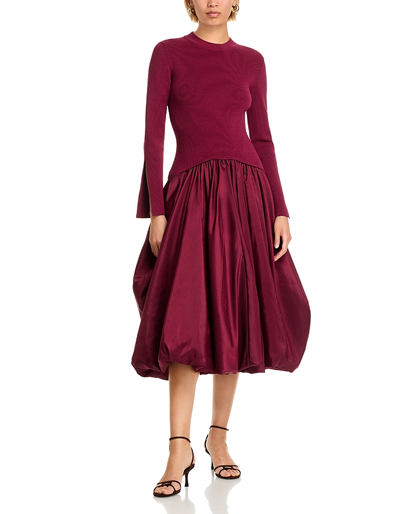 Simkhai Kenlie Satin And Jersey Midi Dress In Red