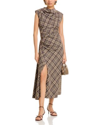 Burke Cowl Neck Plaid Dress