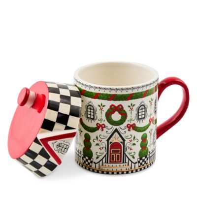 Holly Village Ceramic Lidded Mug