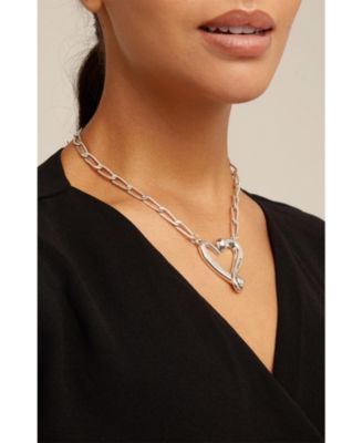 Silver Pendant with Links and Heart