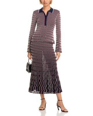 Colleen Wavy Striped Polo Shirt