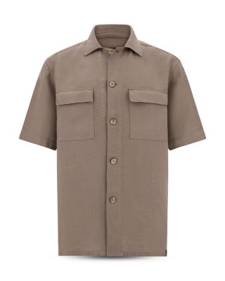 Linen Button Front Overshirt