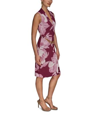 Floral Print Chain Belt Dress