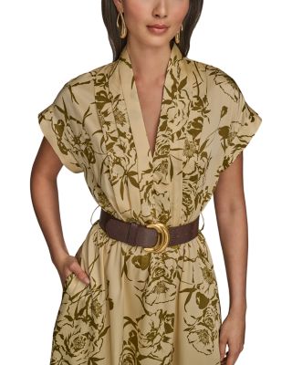 Belted Floral Print Dress