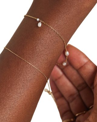 14K Yellow Gold Cultured Freshwater Pearl Link Bracelet