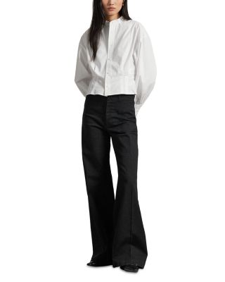 Cropped Cotton Poplin Tuxedo Shirt