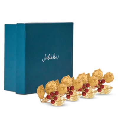 Forest Walk Holly Winter Berries Napkin Rings, Set of 4