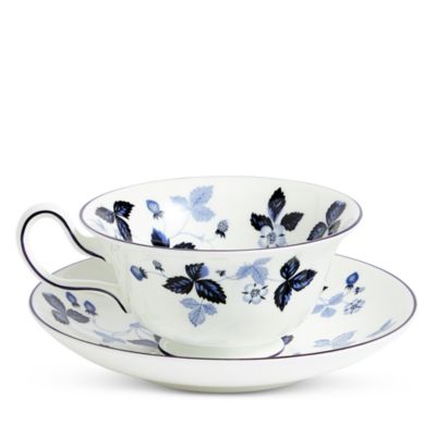 Wild Strawberry Inky Blue Teacup & Saucer 