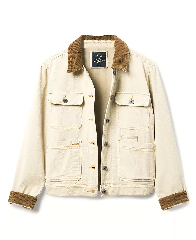 Junk Food Clothing Women's Denim Corded Collar Chore Jacket