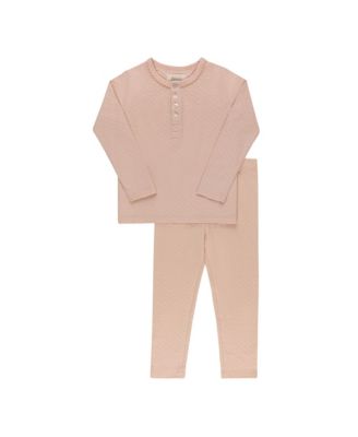  Unisex Heart and Star Button Pointelle Collection Lounge Set - Baby, Little Kid