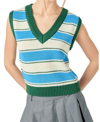 Women's Wide Stripe Sleeveless Knit Top