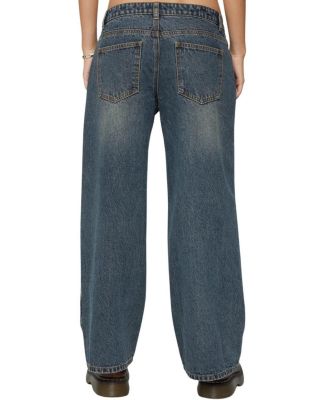 Petite Contrast Panel Low Rise Dark Rinse Wash Jeans