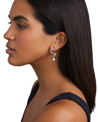 Sterling Silver Caviar Bubbly Beaded Statement Drop Earrings