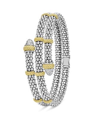18K Yellow Gold & Sterling Silver Caviar Lux Diamond Beaded Wrap Bracelet