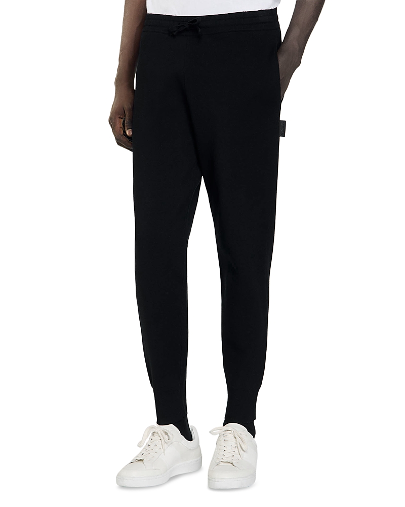 Sandro Drawstring Fine-knit Track Pants In Black