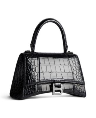 Hourglass Handbag Crocodile Embossed