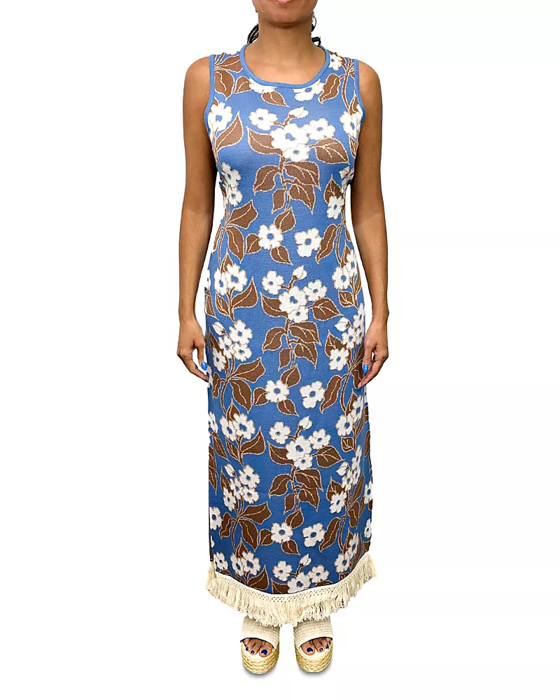 Point Fringe Column Dress