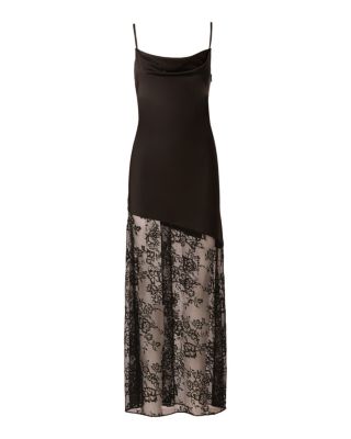 Stretch Satin Lace Skirt Dress