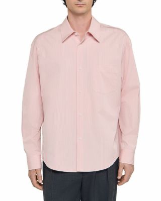 Oversized Striped Button-Front Shirt