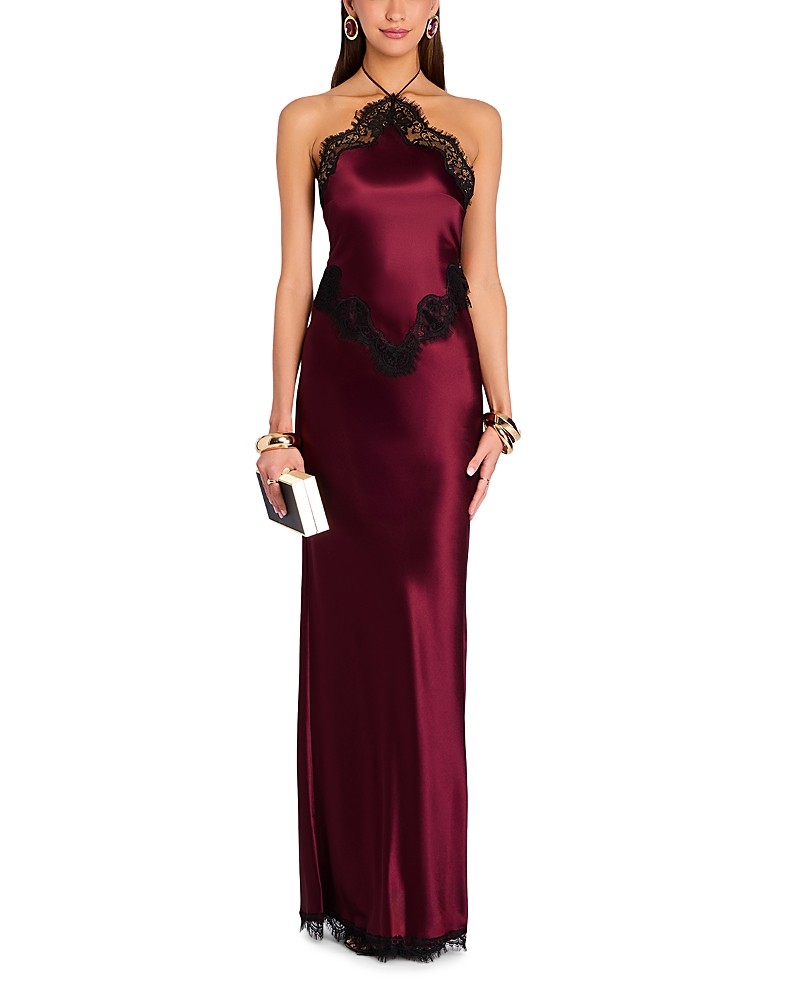 Retroféte Lace Trim Halter Dress In Red