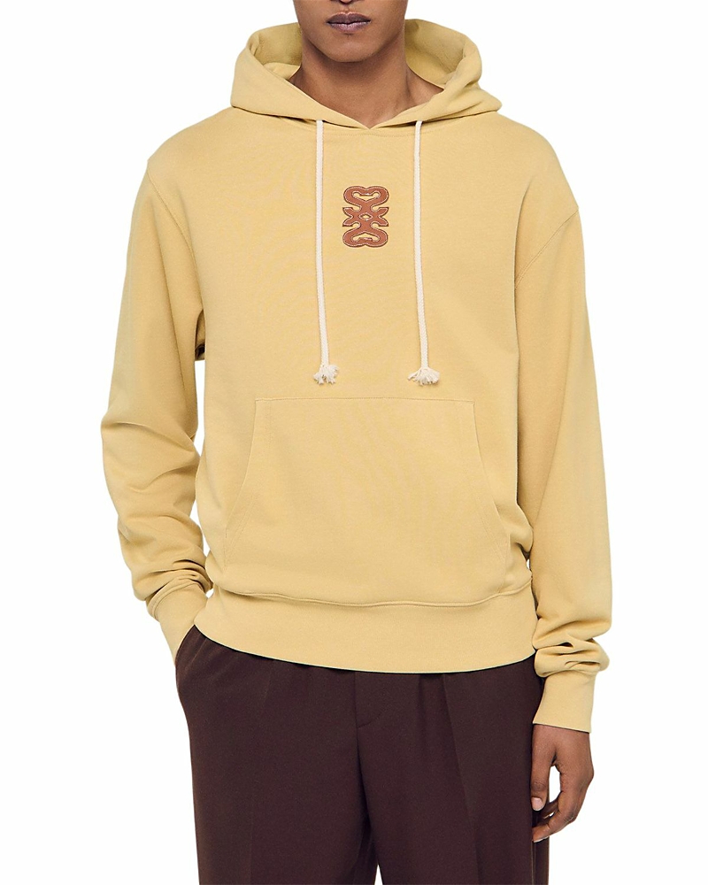 Sandro Oversized Patch Hoodie In Yellow