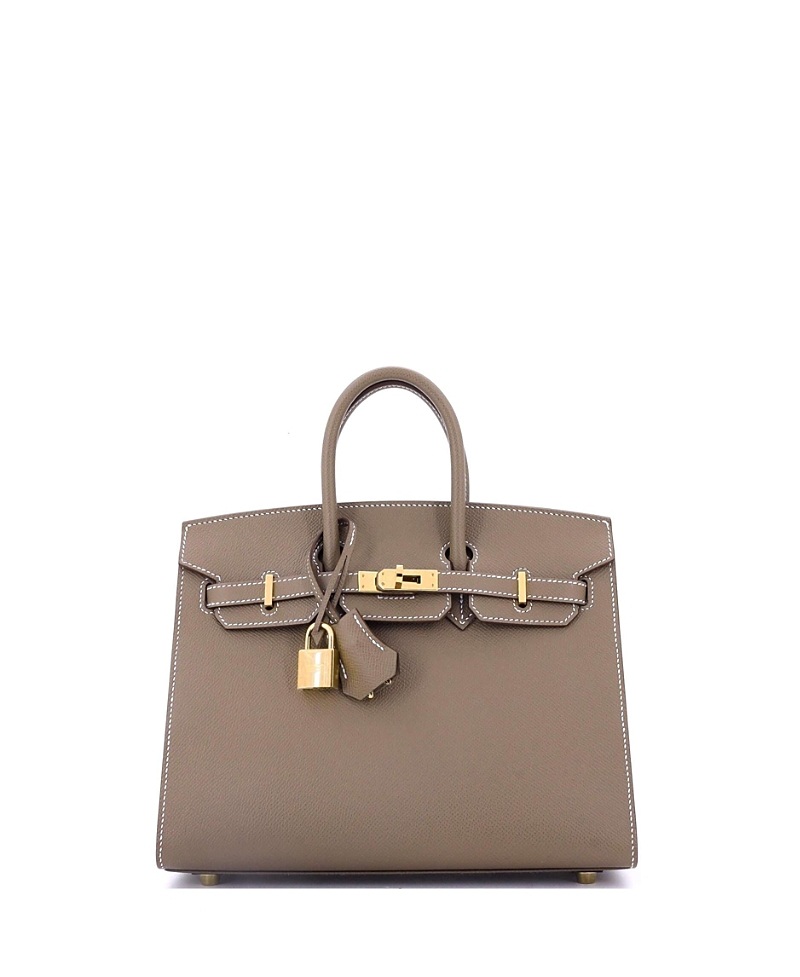 Pre-owned Pre-owned Hermes Hermes Birkin 25 Handbag Grey Epsom With Gold Hardware In Brown