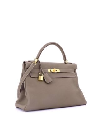 Kelly 32 Handbag Grey Togo with Gold Hardware