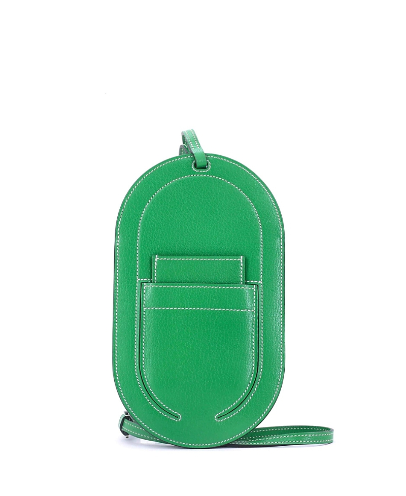 Pre-owned Pre-owned Hermes Hermes Gm In-the-loop Phone To Go Case Leather In Green