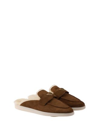 Prada - Women's Suede And Shearling Slippers