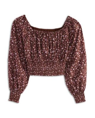 Girls' Tween Smocked Cropped Top - Big Kid