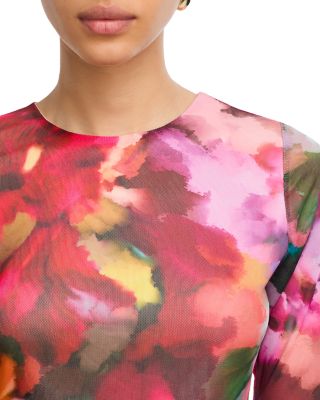 Floral Mesh Long Sleeve Top - Exclusive