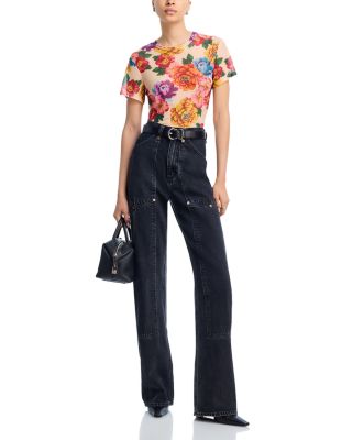 Floral Mesh Short Sleeve Tee - Exclusive