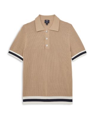 Callie Striped Cuff Perforated Polo Shirt